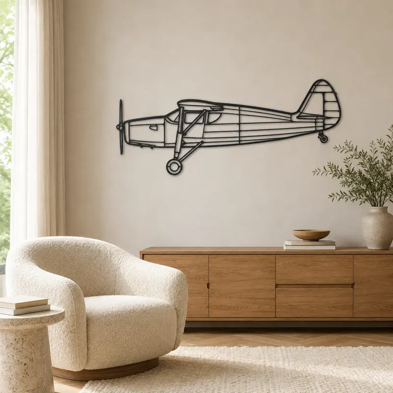 24R Argus III UC61K Airplane Silhouette Metal Wall Art, Metal Aircraft Silhouette, Aviation Wall Decor, Aviator Decor - lifestyle view 5