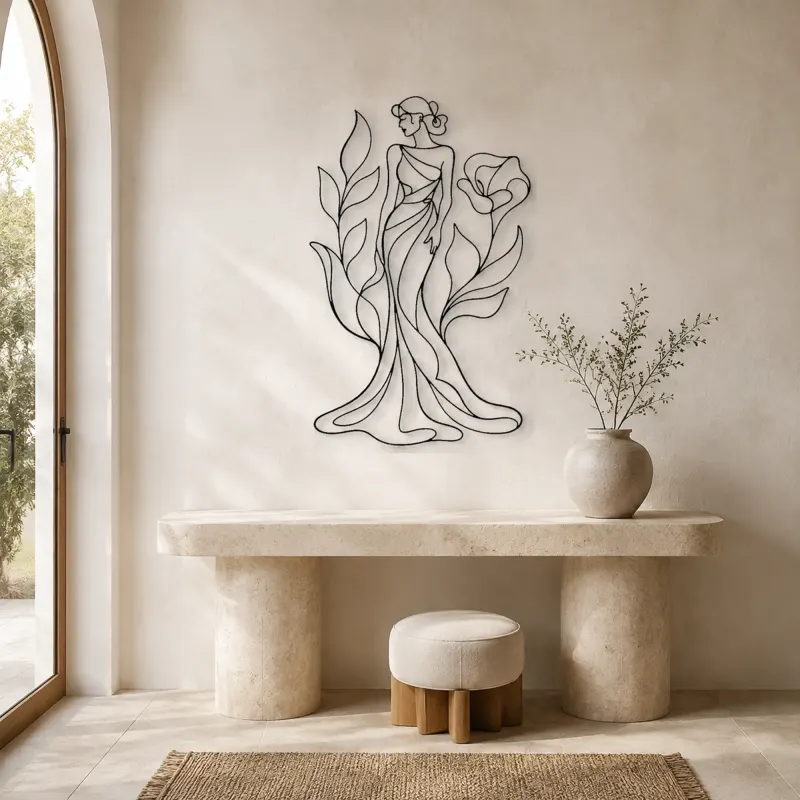 Botanical Gown Muse Metal Wall Art | Botanical Woman Wall Decor - lifestyle view 3