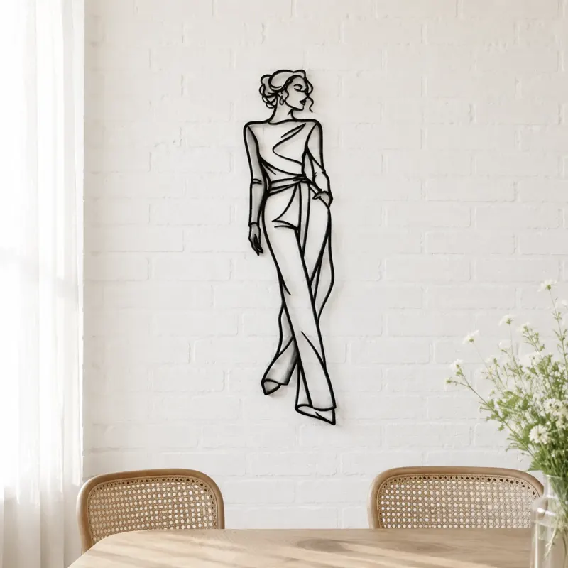 Runway Curve Muse Metal Wall Art | Minimalist Woman Line Art - lifestyle view 4