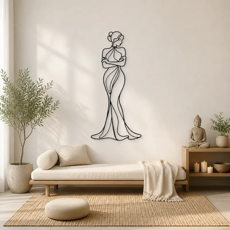 Arms Crossed Muse Metal Wall Art | Feminine Figure Wall Decor - lifestyle view 2