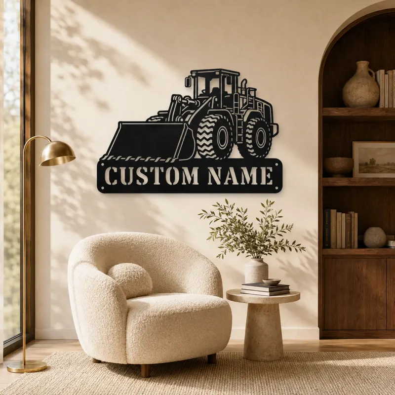 Personalized Large Wheel Loader Front Bucket Metal Wall Art - lifestyle view 5