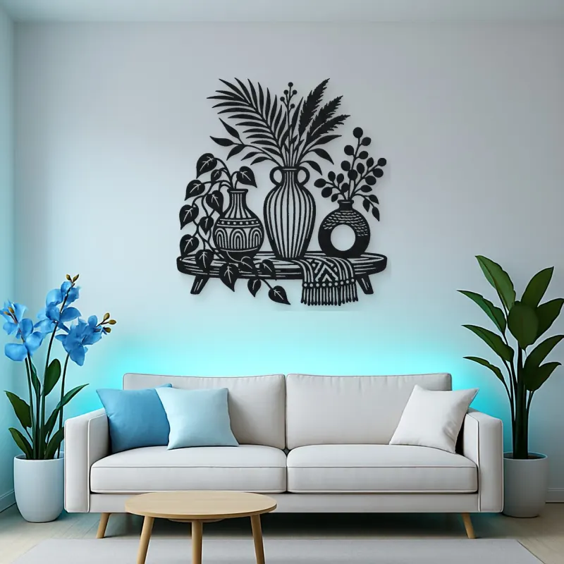 Boho Vase Trio Metal Wall Art | Cozy Home Metal Decor