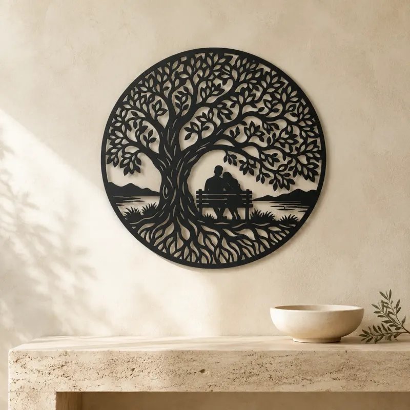 Tree with Bench Couple Metal Wall Art | Romantic Couple Decor - lifestyle view 3