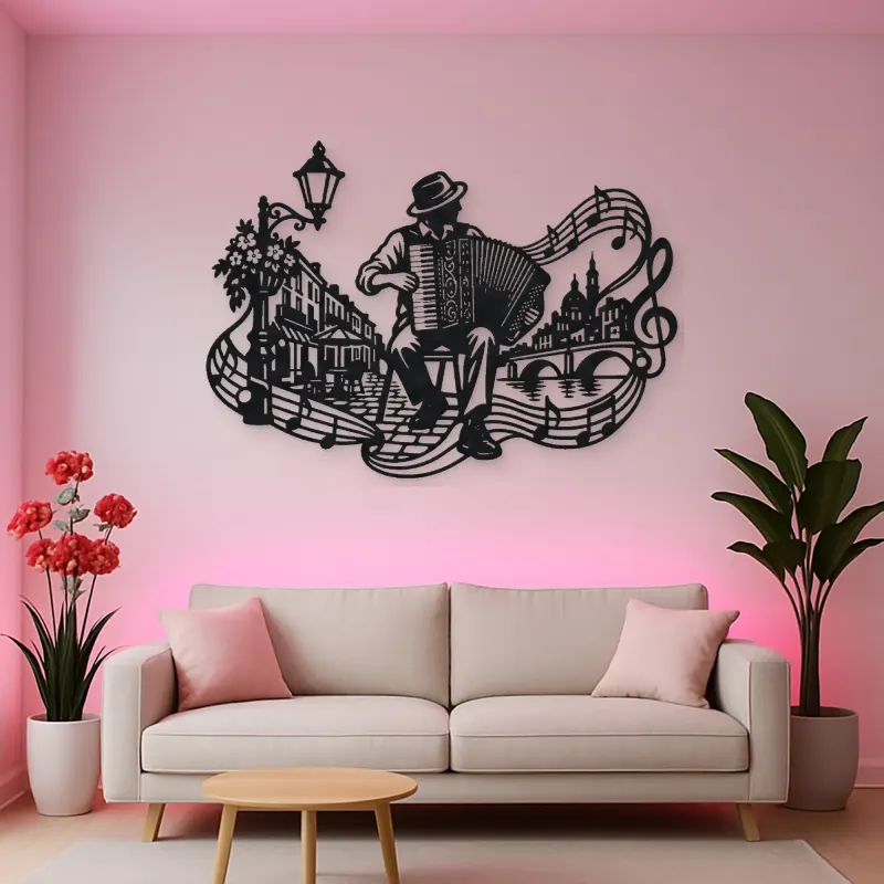 Accordion Street Music Metal Wall Art | Music Room Wall Decor