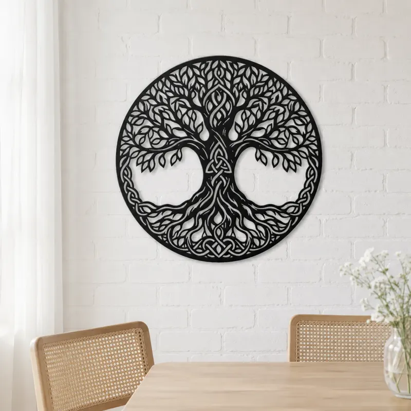 Celtic Roots Tree Metal Wall Art | Botanical Metal Wall Decor - lifestyle view 4