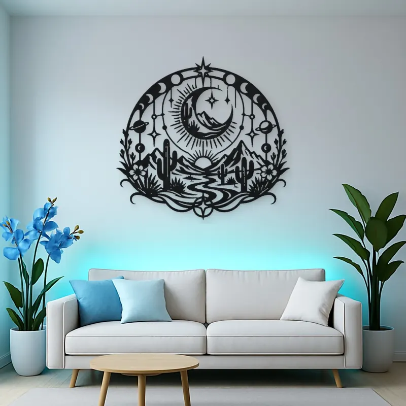 Desert Moon Arc Metal Wall Art | Nature Silhouette Decor