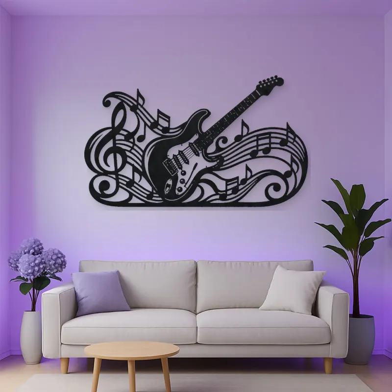 Guitar Melody Flow Metal Wall Art | Music Room Wall Decor