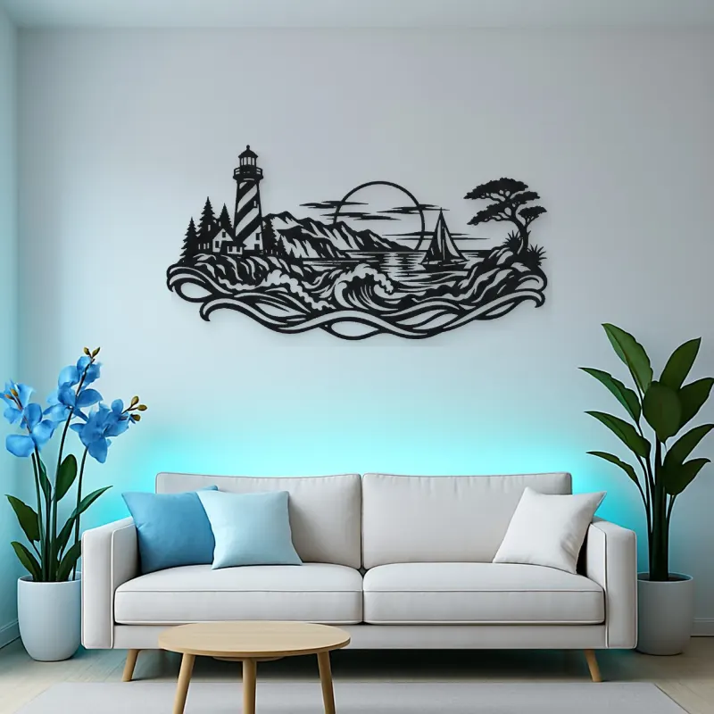 Lighthouse Coastline Metal Wall Art | Coastal and Nautical Wall Decor