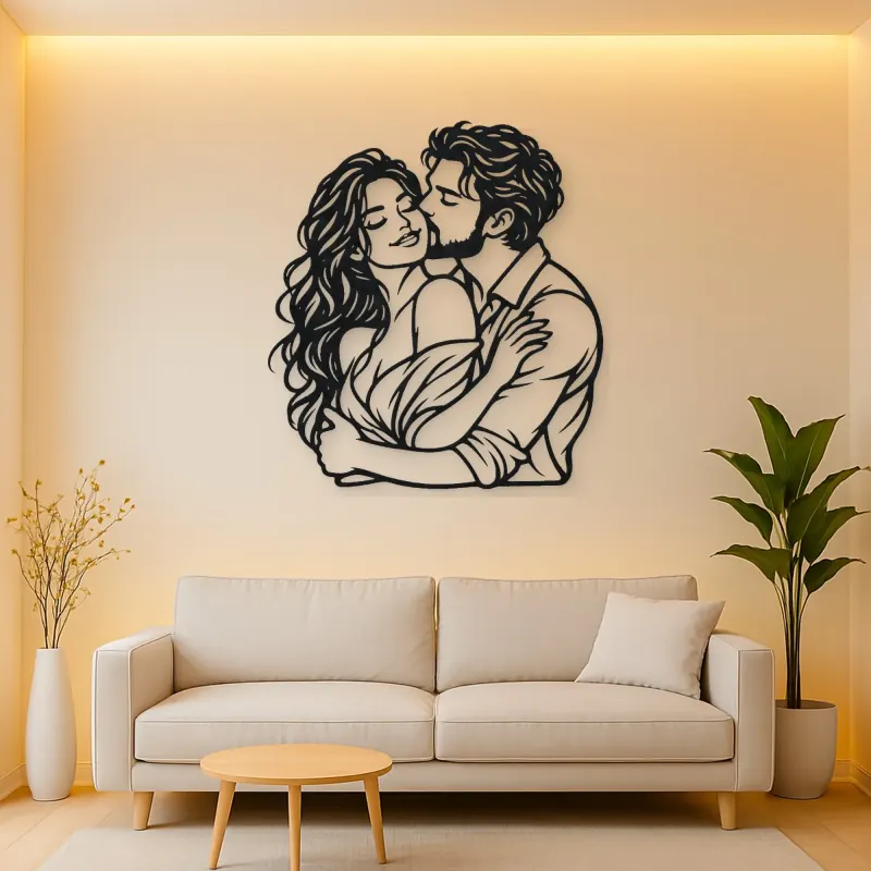 Cheek Kiss Metal Wall Art | Romantic Couple Decor