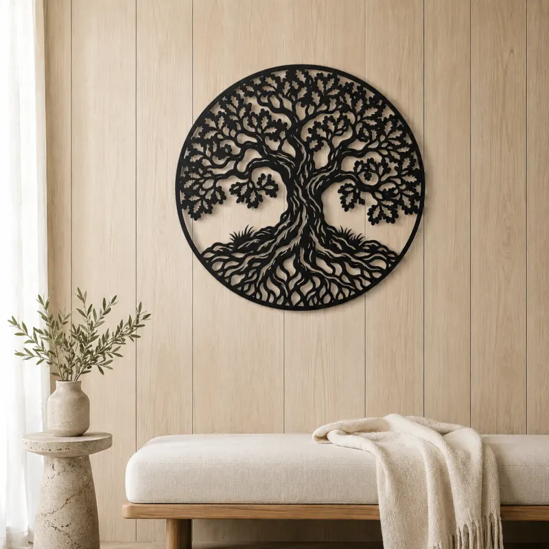 Oak Tree Strength Metal Wall Art | Botanical Metal Wall Decor - lifestyle view 5