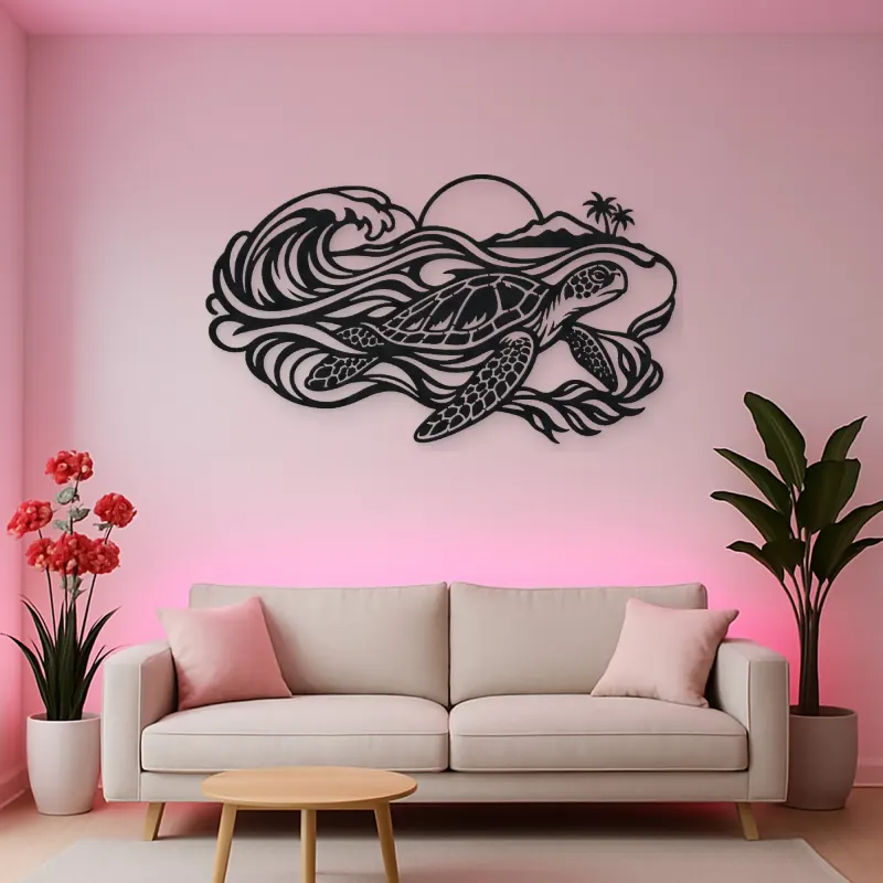 Sea Turtle Current Metal Wall Art | Coastal and Nautical Wall Decor