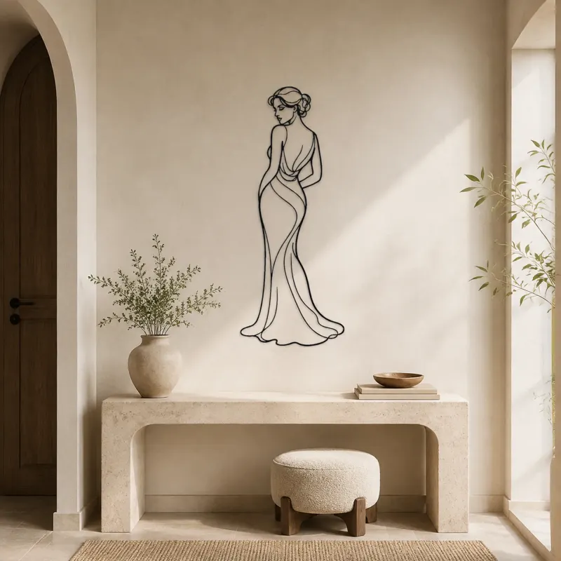 Elegant Shoulder Glance Metal Wall Art | Fashion Figure Wall Decor - lifestyle view 3