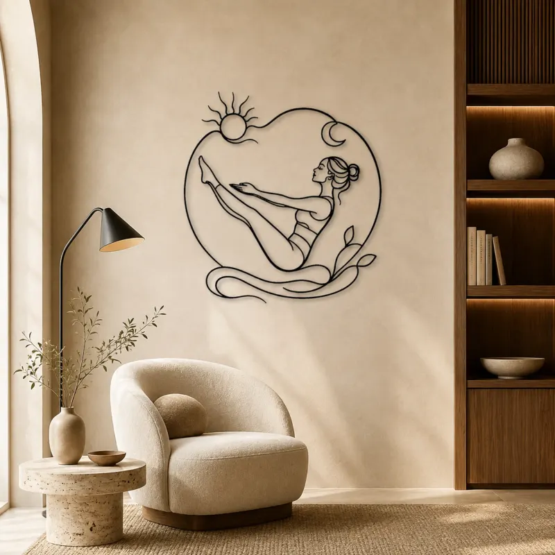 Boat Pose Balance Metal Wall Art | Yoga and Meditation Wall Decor - lifestyle view 5