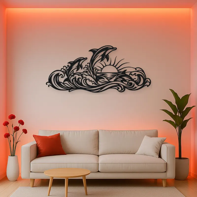 Dolphin Wave Dance Metal Wall Art | Coastal and Nautical Wall Decor