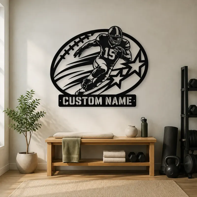 Personalized Number 15 Running Back Stars Metal Wall Art - lifestyle view 4