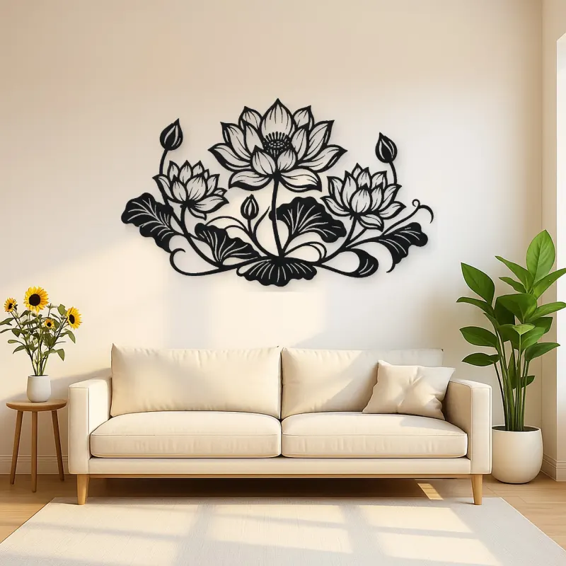 Lotus Bloom Balance Metal Wall Art | Botanical Metal Wall Decor