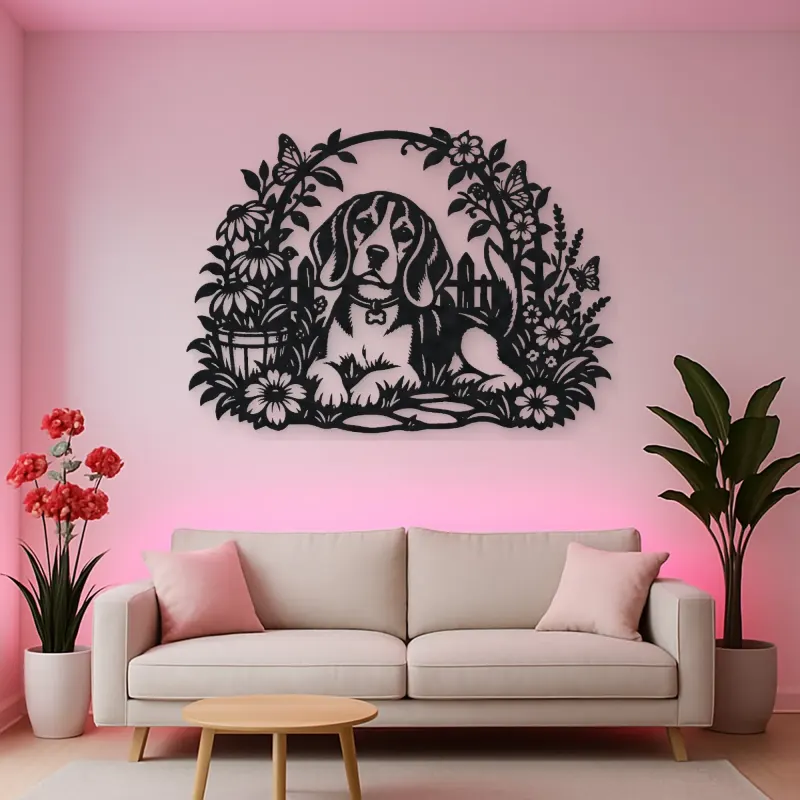 Beagle Garden Metal Wall Art | Pet Lover Silhouette Decor