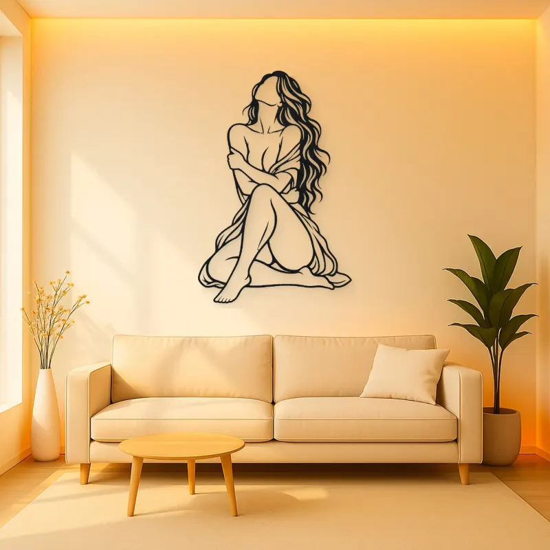 Quiet Self Love Metal Wall Art | Minimalist Woman Line Art