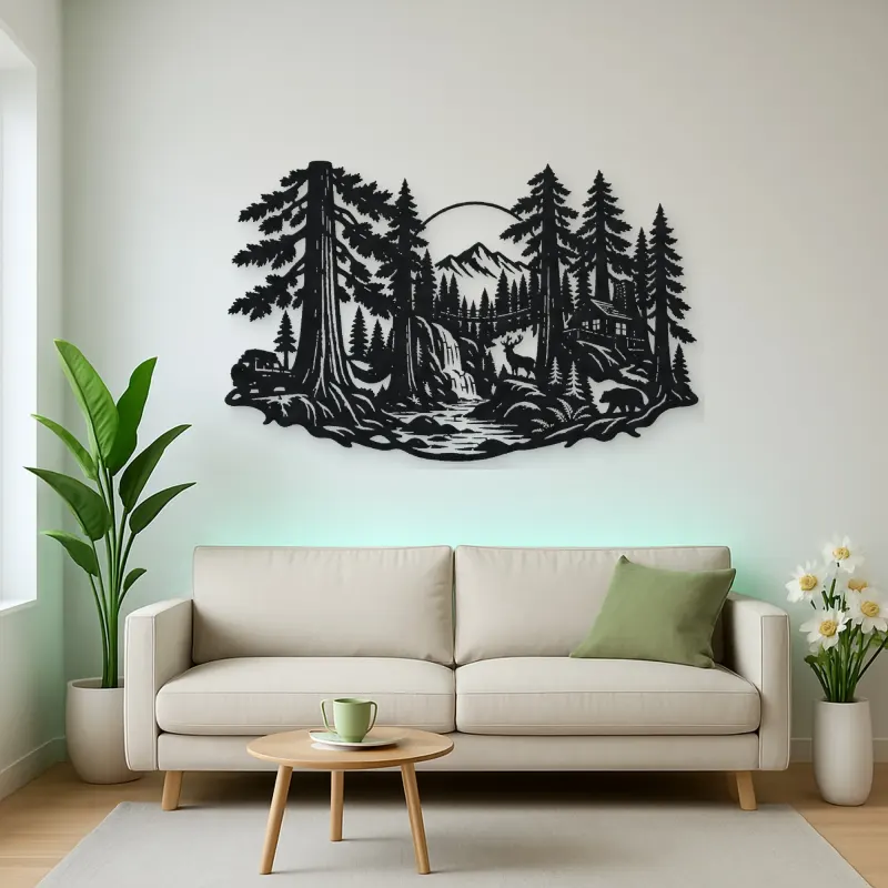 Redwood Canopy Metal Wall Art | Nature Silhouette Decor