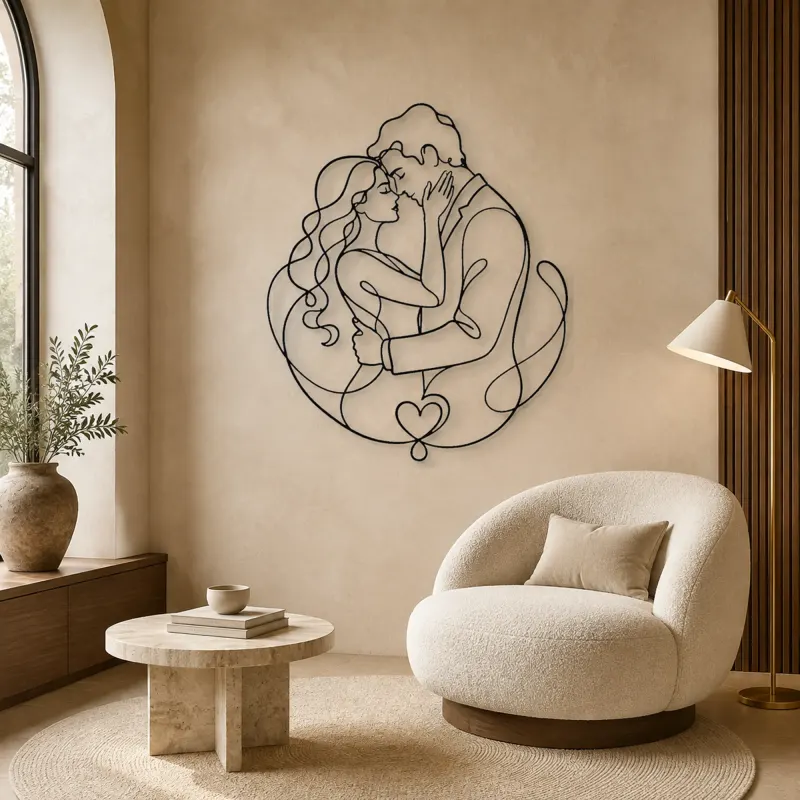 Holding Face Lovers Metal Wall Art | Romantic Couple Decor - lifestyle view 5