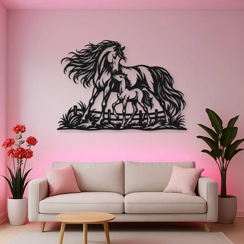 Mare and Foal Metal Wall Art | Equestrian Wall Decor