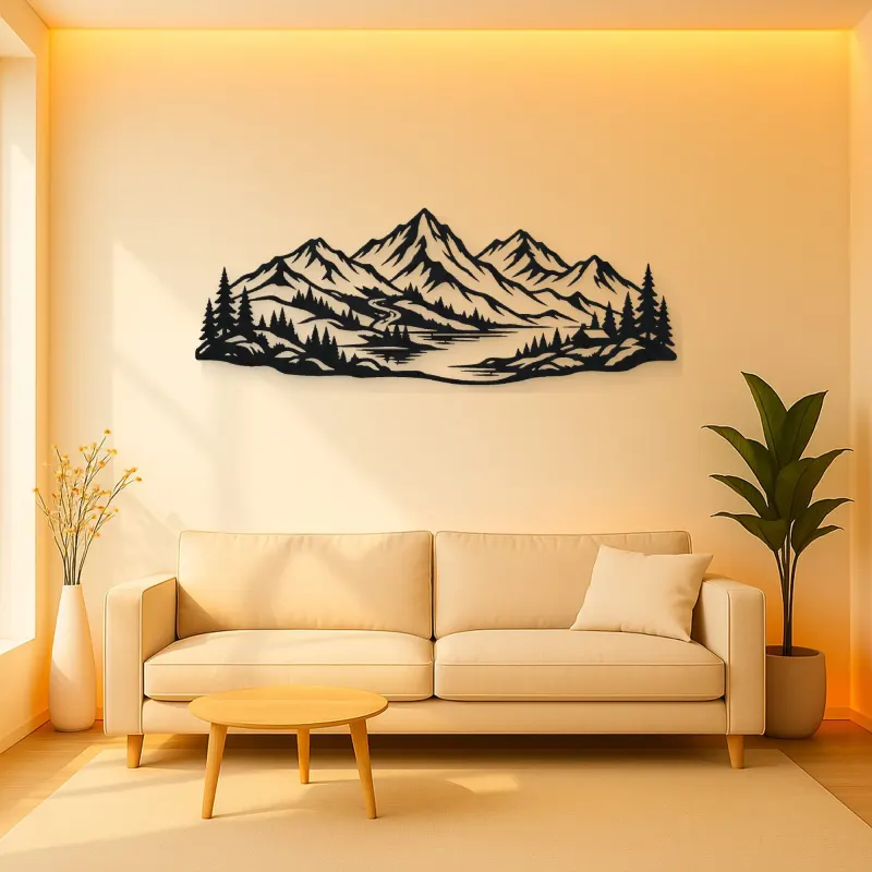 Soft Scandinavian Peaks Metal Wall Art | Modern Abstract Metal Decor