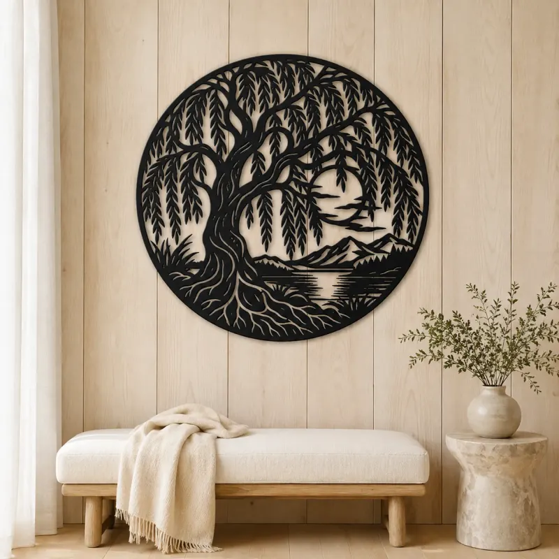 Willow Tree Moon Metal Wall Art | Botanical Metal Wall Decor - lifestyle view 5