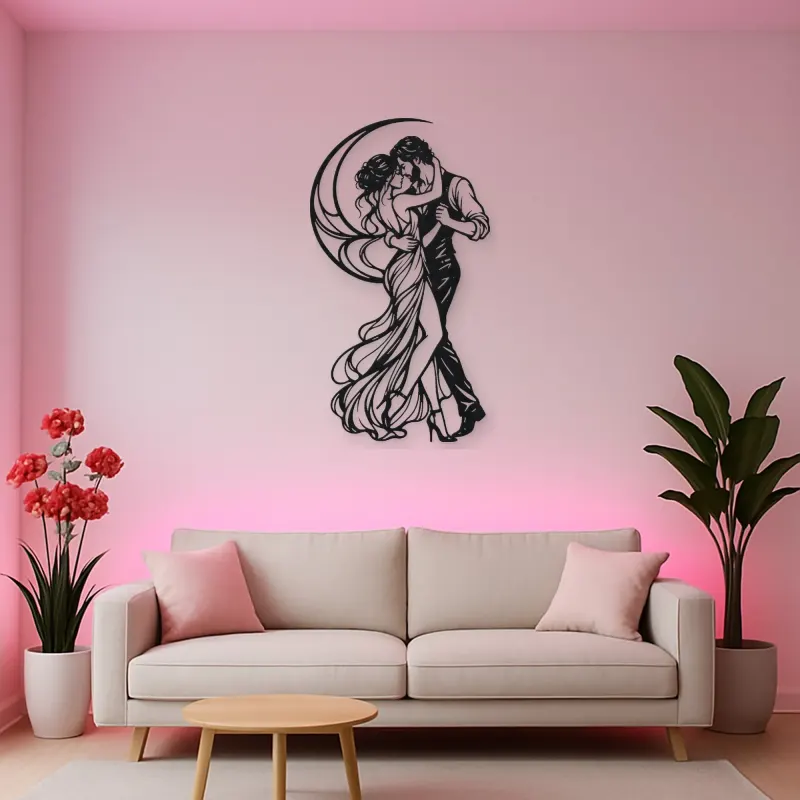 Moonlit Slow Dance Metal Wall Art | Movement Silhouette Decor