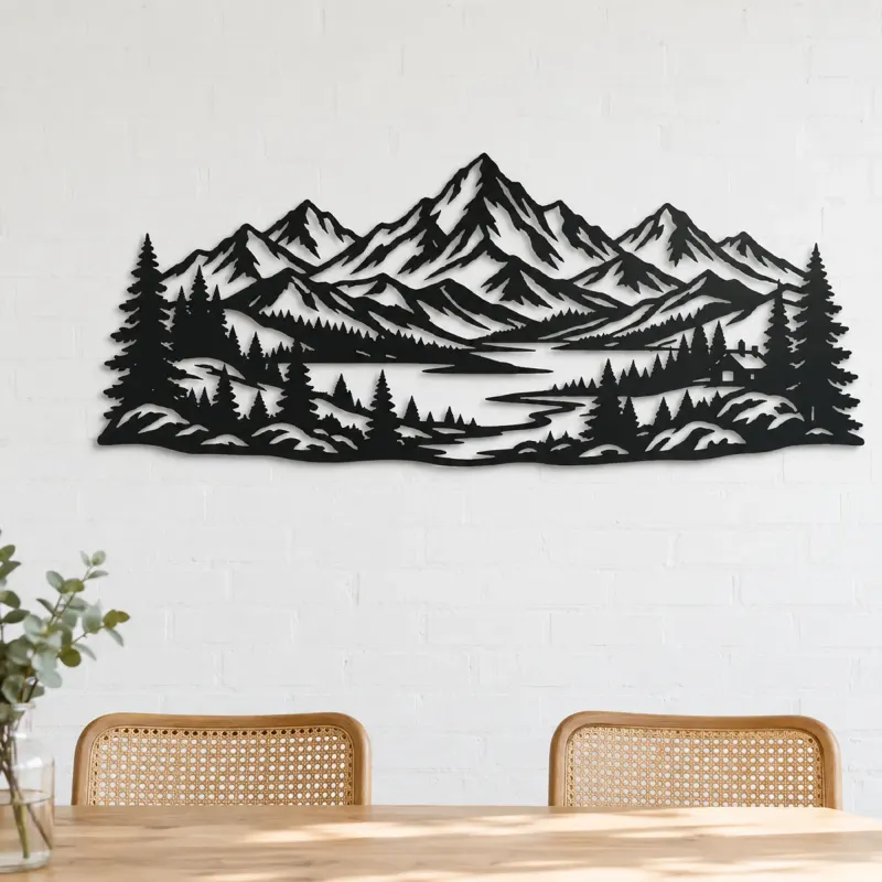 Snowcap Serenity Metal Wall Art | Modern Abstract Metal Decor - lifestyle view 4