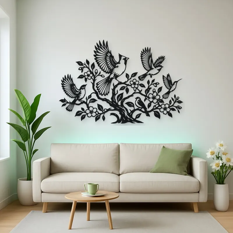 Birds Rising from Tree Metal Wall Art | Wildlife Silhouette Decor