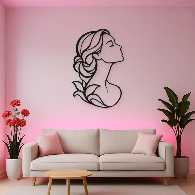 Minimal Beauty Profile Metal Wall Art | Minimalist Woman Line Art