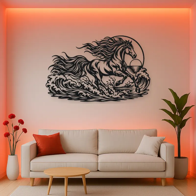 Horse Ocean Gallop Metal Wall Art | Equestrian Wall Decor