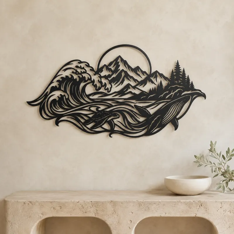 Ocean Mountain Fusion Metal Wall Art | Coastal and Nautical Wall Decor - lifestyle view 3