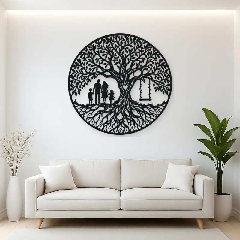 Family Roots Tree Metal Wall Art | Family Silhouette Decor