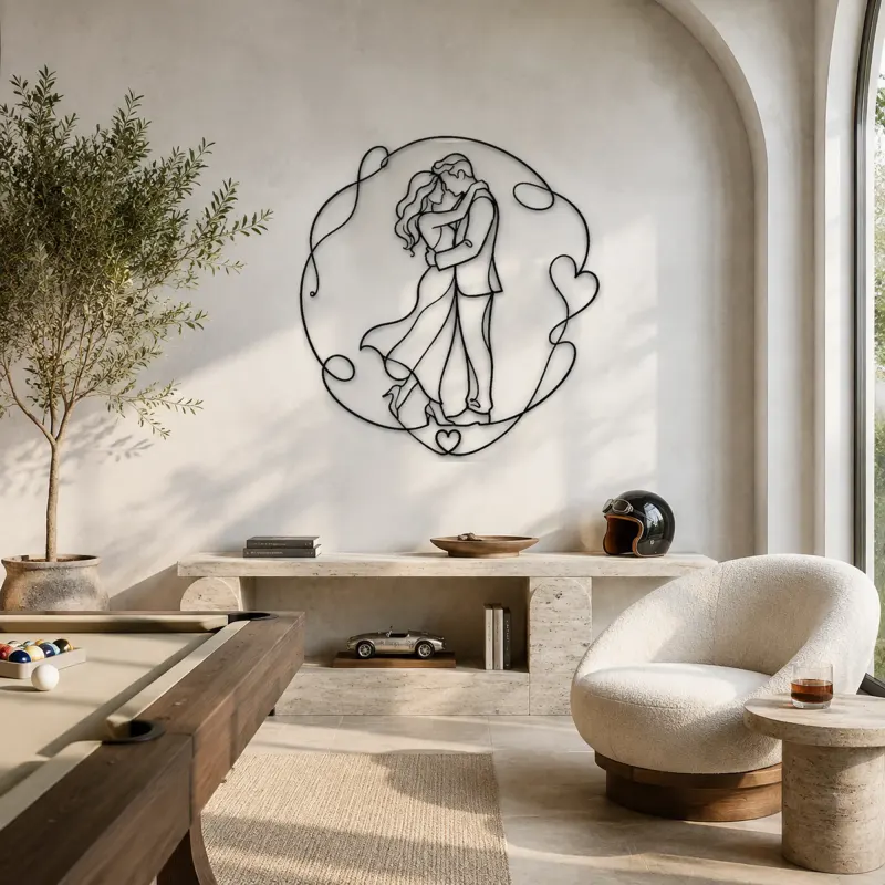 Timeless Love Embrace Metal Wall Art | Romantic Couple Decor - lifestyle view 4