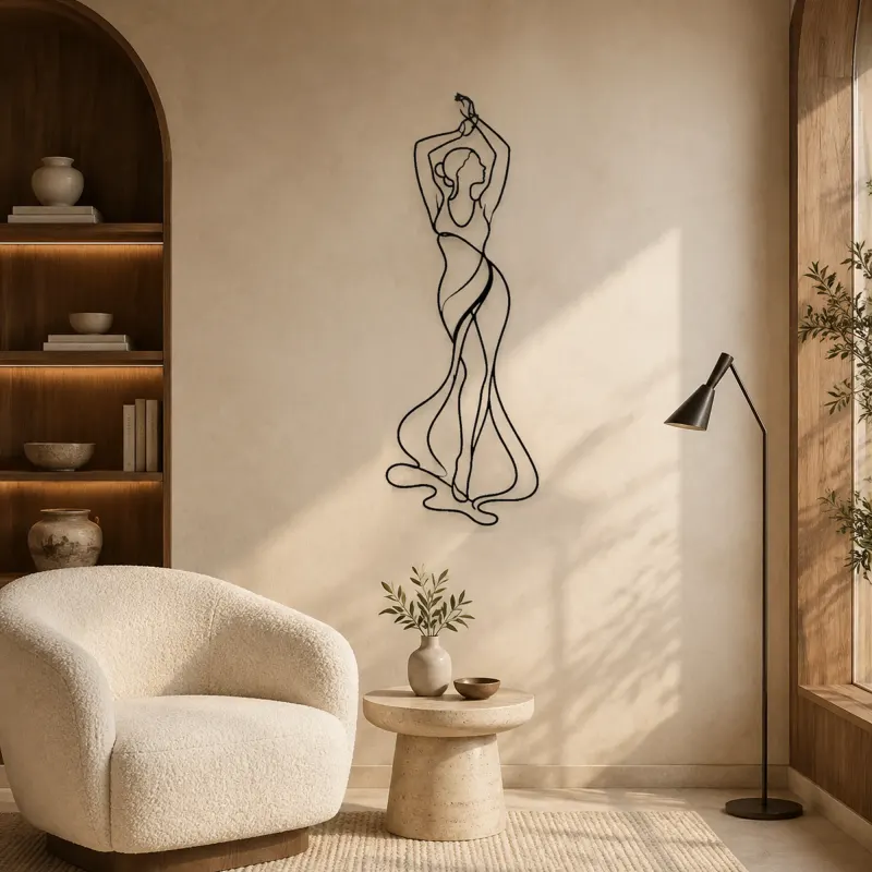 Raised Arms Figure Metal Wall Art | Feminine Figure Wall Decor - lifestyle view 5