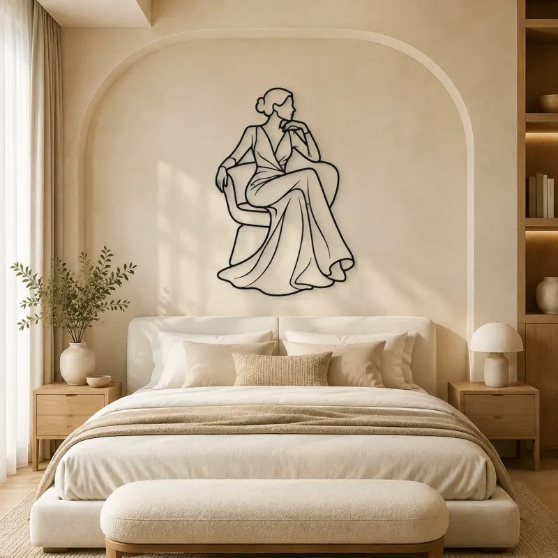 Seated Gown Elegance Metal Wall Art | Fashion Figure Wall Decor - lifestyle view 2