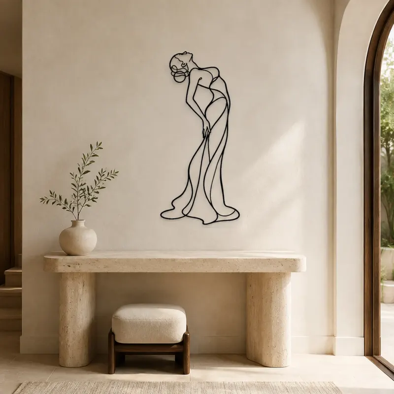 Standing Back Arch Metal Wall Art | Feminine Figure Wall Decor - lifestyle view 3