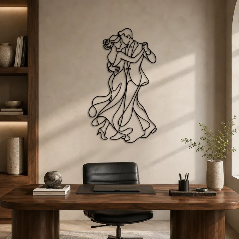 Dancing Close Embrace Metal Wall Art | Romantic Couple Decor - lifestyle view 3