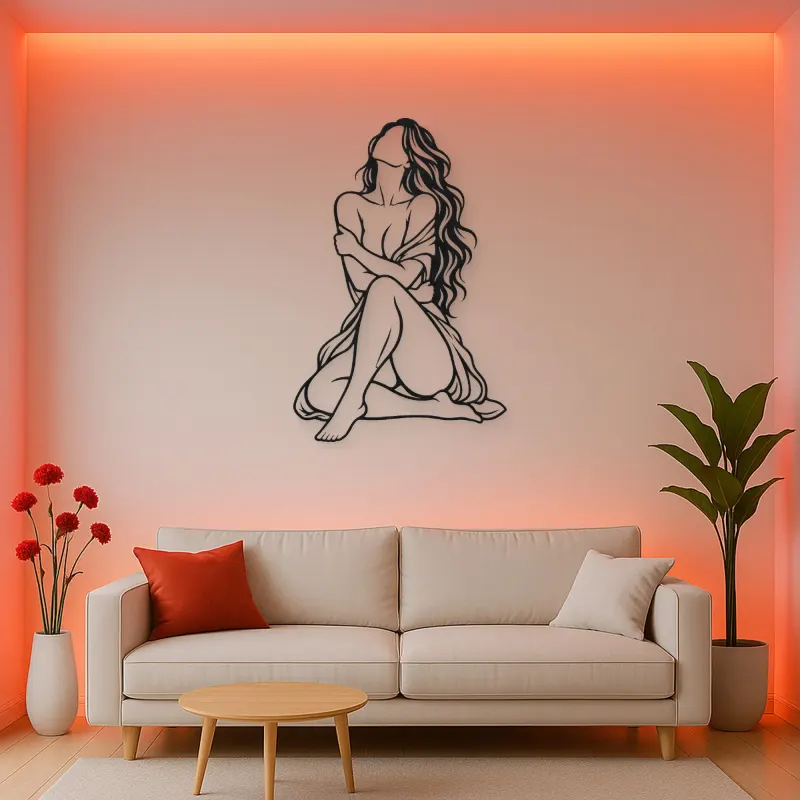 Quiet Self Love Metal Wall Art | Minimalist Woman Line Art