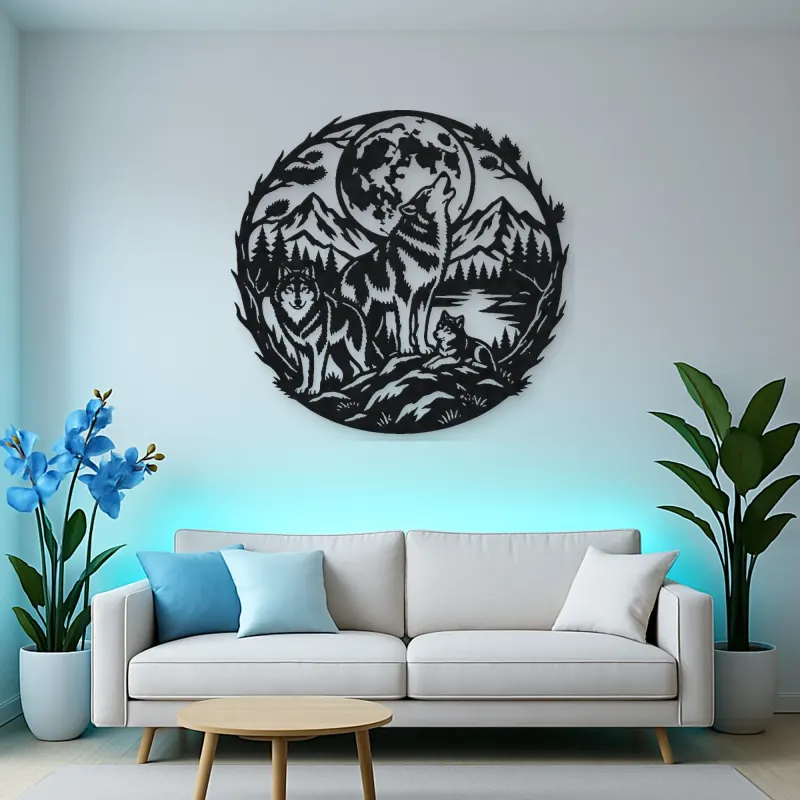 Wolf Moon Arc Metal Wall Art | Celestial Boho Wall Decor