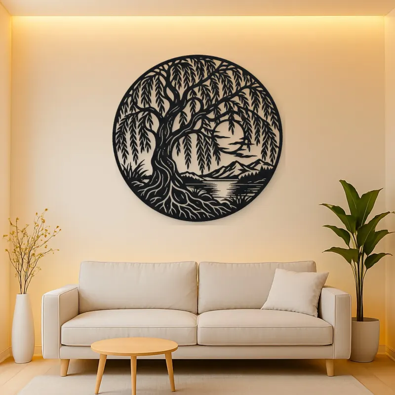 Willow Tree Moon Metal Wall Art | Botanical Metal Wall Decor