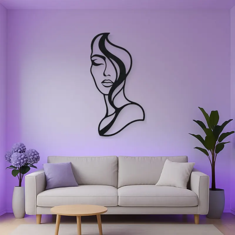 Abstract Half Face Metal Wall Art | Minimalist Woman Line Art