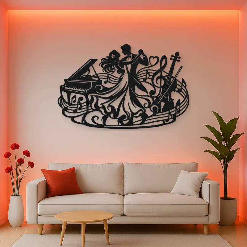 Dancing Couple Music Metal Wall Art | Romantic Couple Decor