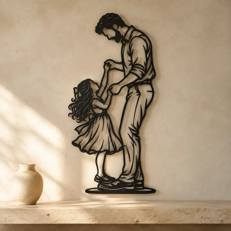 Father Daughter Dance Metal Wall Art | Family Silhouette Decor - lifestyle view 3