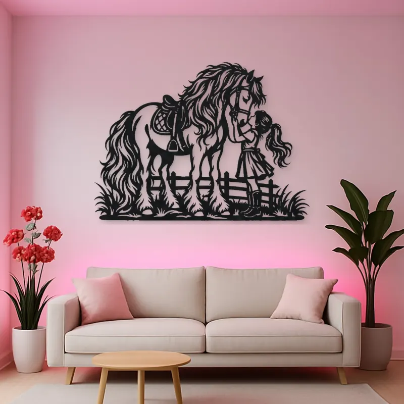 Pony and Child Metal Wall Art | Equestrian Wall Decor