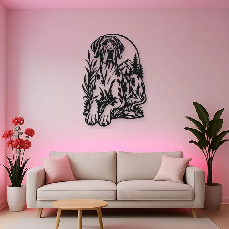 Great Dane Minimal Metal Wall Art | Pet Lover Silhouette Decor