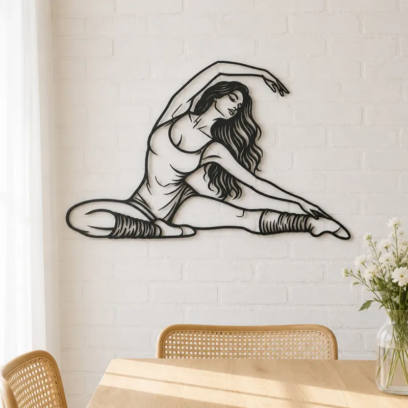 Floor Stretch Muse Metal Wall Art | Movement Silhouette Decor - lifestyle view 4
