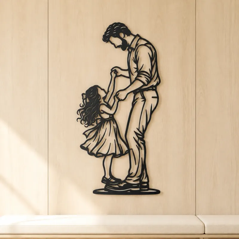 Father Daughter Dance Metal Wall Art | Family Silhouette Decor - lifestyle view 5