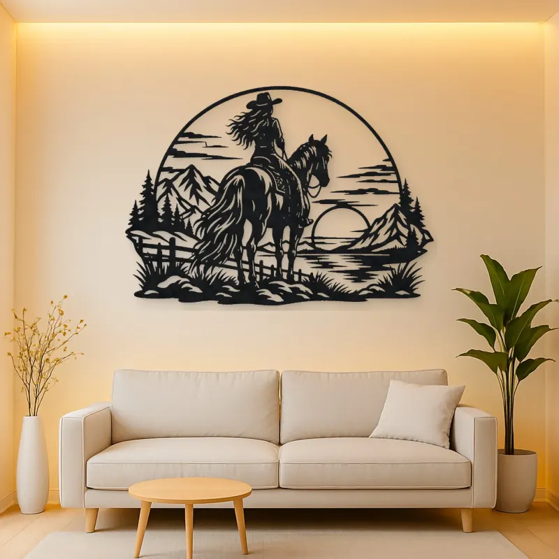 Western Rider Sunset Metal Wall Art | Equestrian Wall Decor